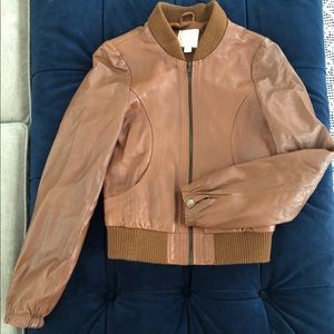 Leather bomber jacket